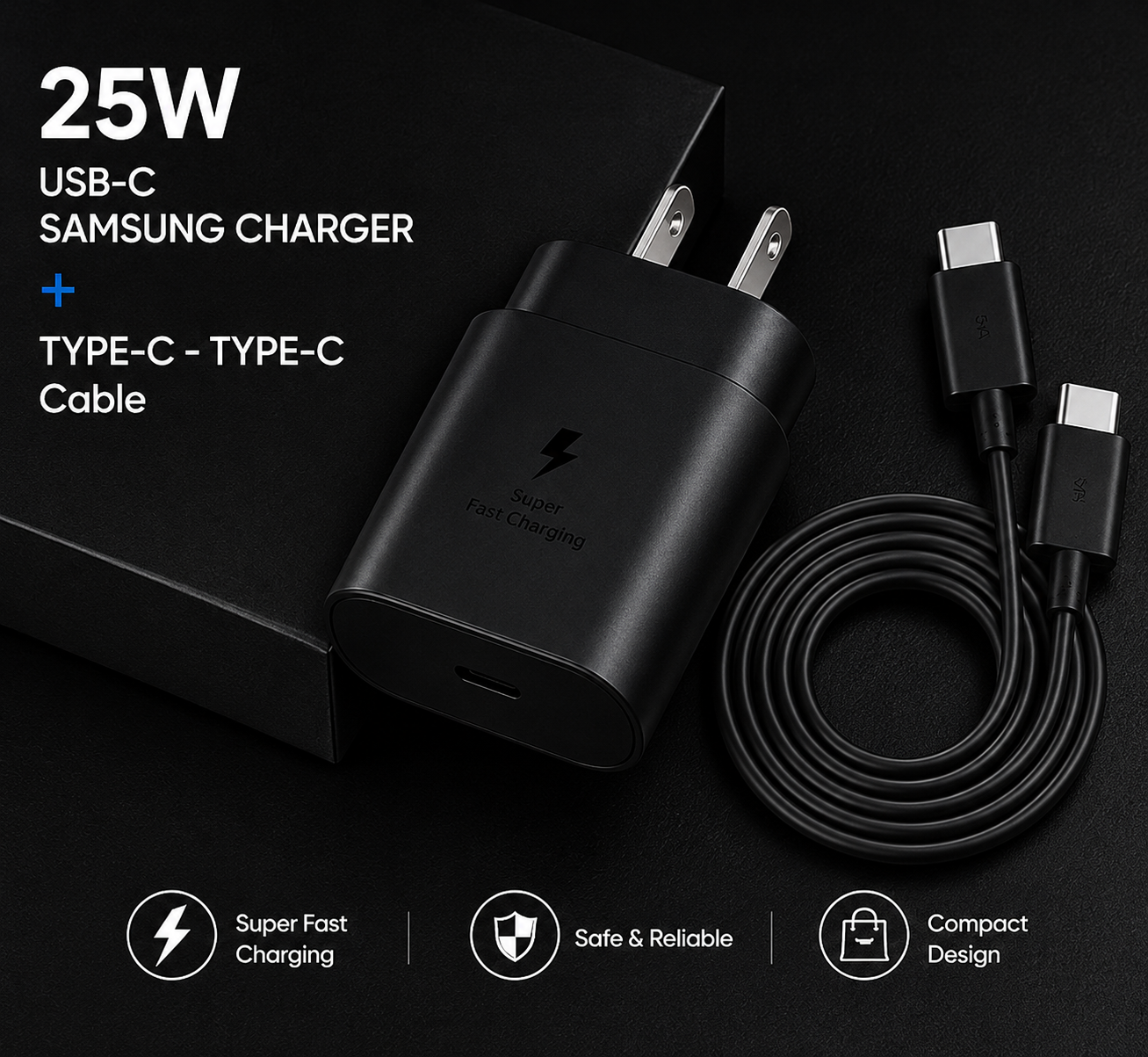 Premier Garde 25W USB-C SUMSUNG CHARGER WITH TYPE-C - CABLE Premier Garde 25W USB-C SUMSUNG CHARGER WITH TYPE-C - CABLE - Image 1