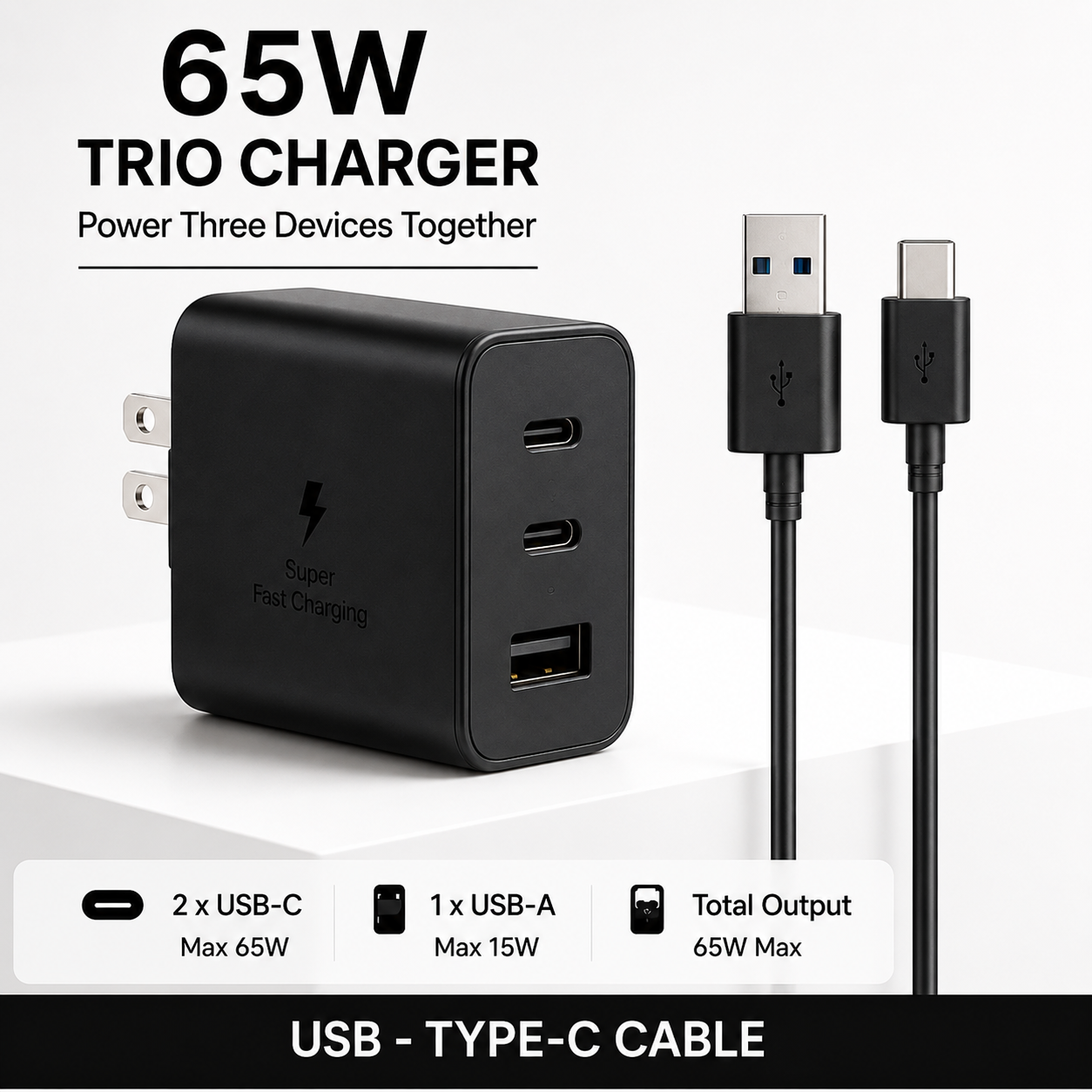 Premier Garde 65 W TRIO CHRAGER USB - TYPE-C Premier Garde 65 W TRIO CHRAGER USB - TYPE-C - Image 1